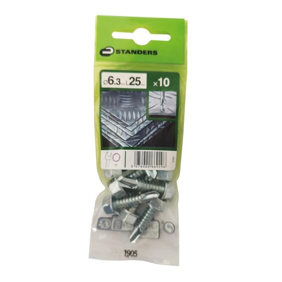 V25 SELF-DRILLING SCREW HEX STEEL WZP+CR3 6.3X25 10PCS,P1