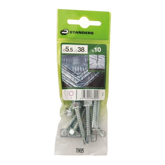 V25 SELF-DRILLING SCREW HEX STEEL WZP+CR3 5.5X38 10PCS,P1