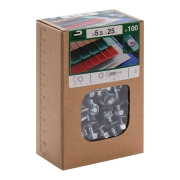 V23A SELF-DRILLING SCREW HEX + EPDM STEEL WZP+CR3 5.5X25 100PCS, D1