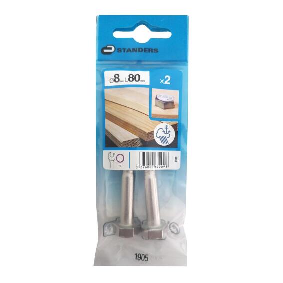 HEXAGON WOOD SCREW, STAINLESS STEEL 316 A4, 8X80, 2PCS, P1