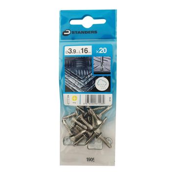 SELF-DRILLING TAPPING SCREW FLAT COUNTERSUNK PH, STAINLESS STEEL C1, 3.9X16=20PCS, P1