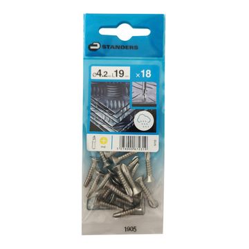 SELF-DRILLING TAPPING SCREW FLAT COUNTERSUNK PH, STAINLESS STEEL C1, 4.2X19=18PCS, P1