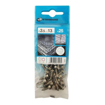 SELF-DRILLING TAPPING SCREW HEXAGON HEAD, STAINLESS STEEL C1, 3.5X13, 25PCS, P1
