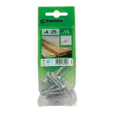 CHIPBARD SCREW FLAT COUNTERSUNK POZIDRIVE W/ 6 RIBS TYPE 17, STEEL WZP+CR3 WHITE PAINT, 4X25, 15P