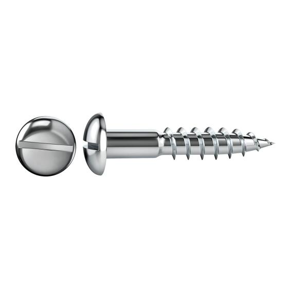 V12 WOODSCREW ROUND HEAD SLOTTED DRIVE STEEL WHITE ZINC PLATED FREE FROM CHROMIUM-VI 4X30 - 25 PIECES