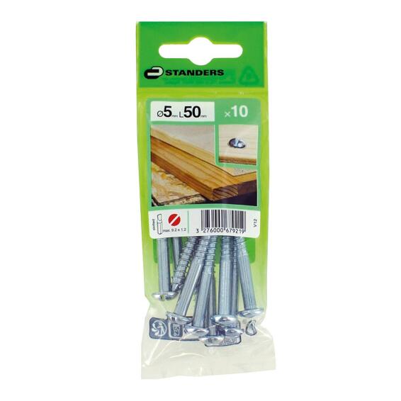 WOODSCREW ROUND SLOTTED STEEL 5X50 10P