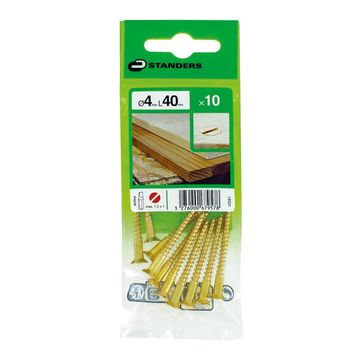 VD81 WOODSCREW COUNTERSUNK HEAD SLOTTED DRIVE SOLID BRASS 4X40 - 10 PIECES