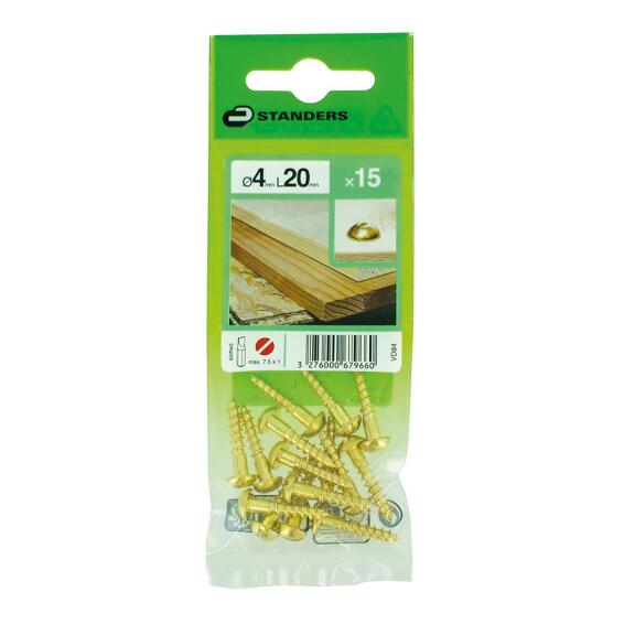 WOODSCREW ROUND SLOTTED BRASS 4X20 15P