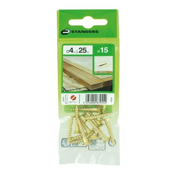 VD81 WOODSCREW CS SLOTTED BRASS 4X25 15P
