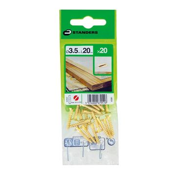 WOODSCREW CS SLOTTED BRASS 3.5X20 20P