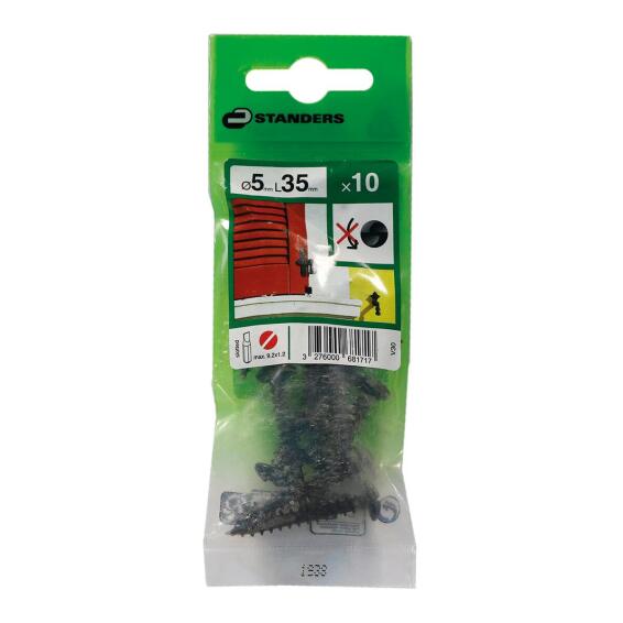 1WAY WOODSCREW STL BLK PHOSPHATE5X35 10P