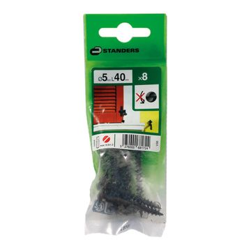 1-WAY WOODSCREW STL BLK PHOSPHATE5X40 8P