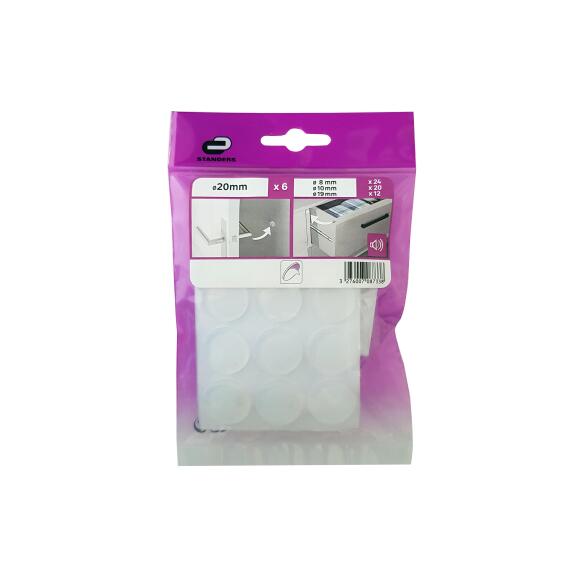 Adhesive pvc bumpers transparent 62pc standers