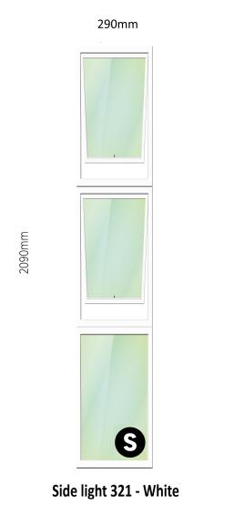 Aluminium side light 2 vent W300MM x H2100MM