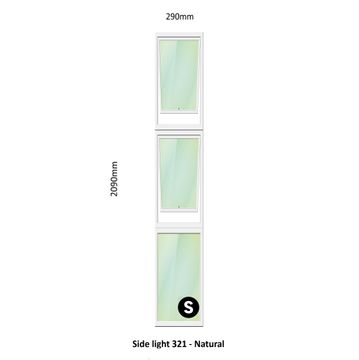 Aluminium side light natural 2 vent W300MM x H2100MM