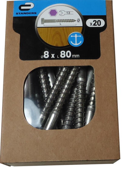 Coach screws hex head 8x80mm 20pc standers