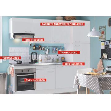 Kitchen Cupboard Set One Box 240Cm White All Included