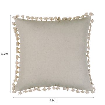 Inspire neilio cushion with zip with pompoms natural 45x45cm