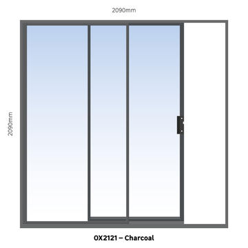 ALUMINIUM SLIDING DOOR CHARCOAL 1 PANE SLIDING W2100MM x H2100MM