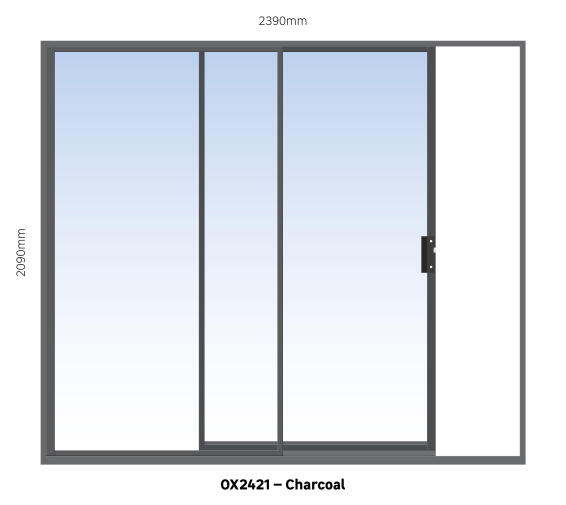 Sliding Door Aluminium Charcoal W2400mm x H2100mm 