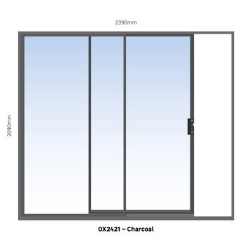 Sliding Door Aluminium Charcoal W2400mm x H2100mm 