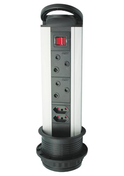 Multi-plug pull up tower MAJOR TECH 2x3 & 2x2 black & silver