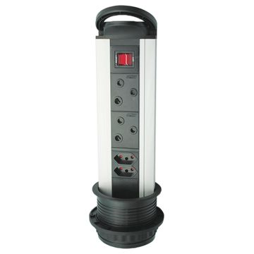 Multi-plug pull up tower MAJOR TECH 2x3 & 2x2 black & silver