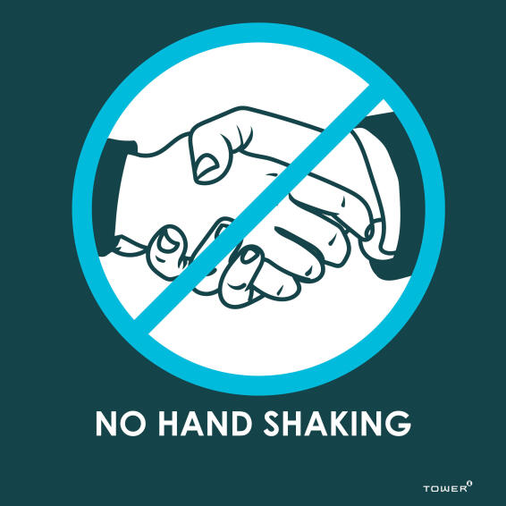 No hand shaking covid-sign 190x190mm tower