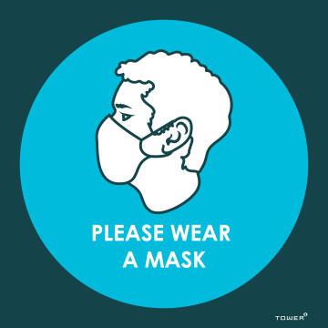 Please wear a mask covid-sign 150x150mm tower