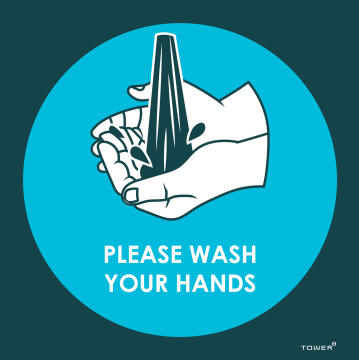 Please wash your hands covid-sign 190x190mm tower