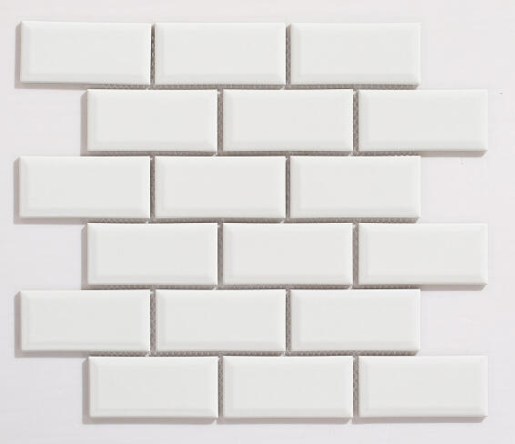 Mosaic Tile Subway Bevel White Gloss Finish 288x294mm