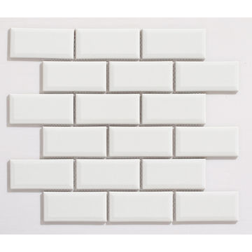 Mosaic Tile Subway Bevel White Gloss Finish 288x294mm