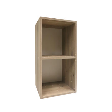 Cube storage 2 boxes oak w35.6cmxd35.6cmxh70cm