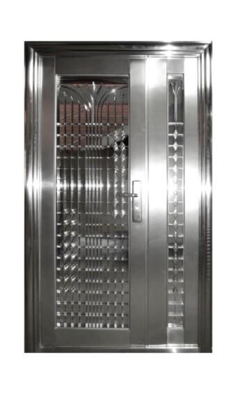 Entry Door High Security Stainless Steel with Frame (prehung) B021 Silver Pivot size Left Hand Opening-Open in-w1200xh2050mm