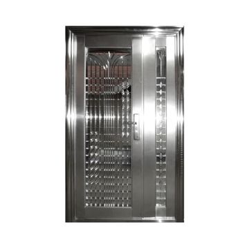 Entry Door High Security Stainless Steel with Frame (prehung) B021 Silver Pivot size Left Hand Opening-Open in-w1200xh2050mm