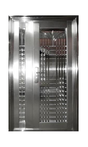 Entry Door High Security Stainless Steel with Frame (prehung) B021 Silver Right Hand Opening-Open in-w1200xh2050mm