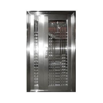 Entry Door High Security Stainless Steel with Frame (prehung) B021 Silver Right Hand Opening-Open in-w1200xh2050mm