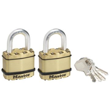 Padlock laminated brass 45mm 2 keyed alike 2pc excell master lock