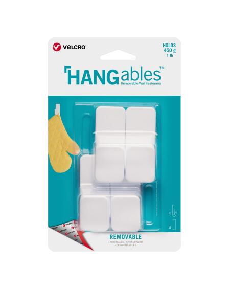 Removable small hook 1lb white 4pc hangables velcro