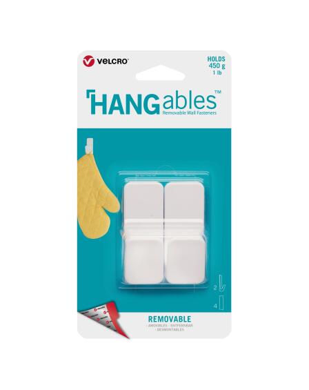 Removable small hook 1lb white 2pc hangables velcro