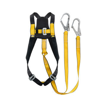 Full body harness double lanyard scaffold hook