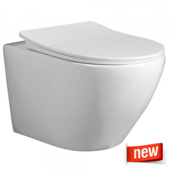 Toilet Wall Hung Set Solo Bali With Rimless Flash And Soft Close Toilet
