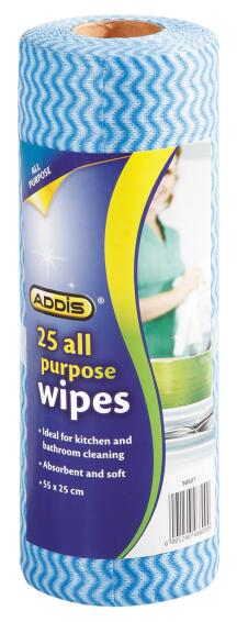 Addis All Purpose Wipes Roll 25 Pack