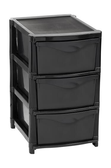 Storage Unit With 3 Drawers Black