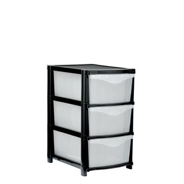 3 drawer storage unit black & clear