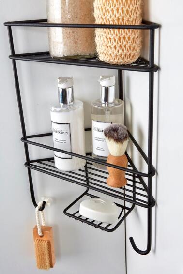 Black Metal Corner Shelf (Shower Corner Caddy) - diamON tile