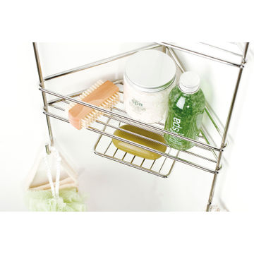Shower Caddy Corner Organiser 2 Tier STEELCRAFT Chrome W27.3cmXD14.8cmXH37cm