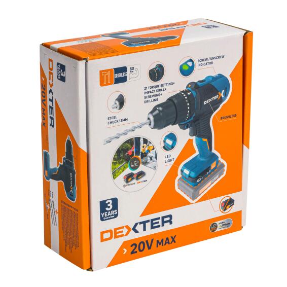 Impact Drill Electric DEXTER Cordless 20V (Battery Not Included