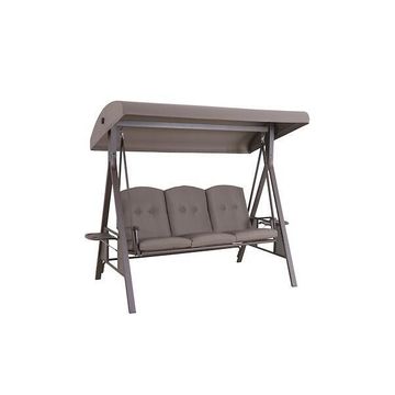 Swing chair 3 seater with cushion brown 206cm x 118cm x 184cm steel