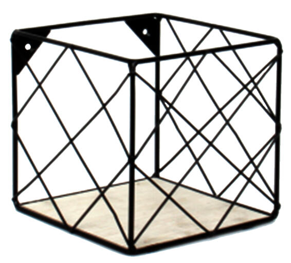 Dada Metal Shelf Square Shape Black And Wood Base W15xD15xh15cm